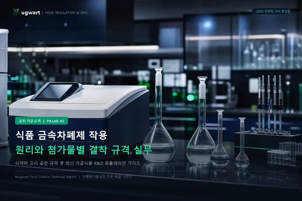 식품 금속차폐제 작용 원리와 첨가물별 결착 규격 실무 - Mugwart R&D 대표 가이드
