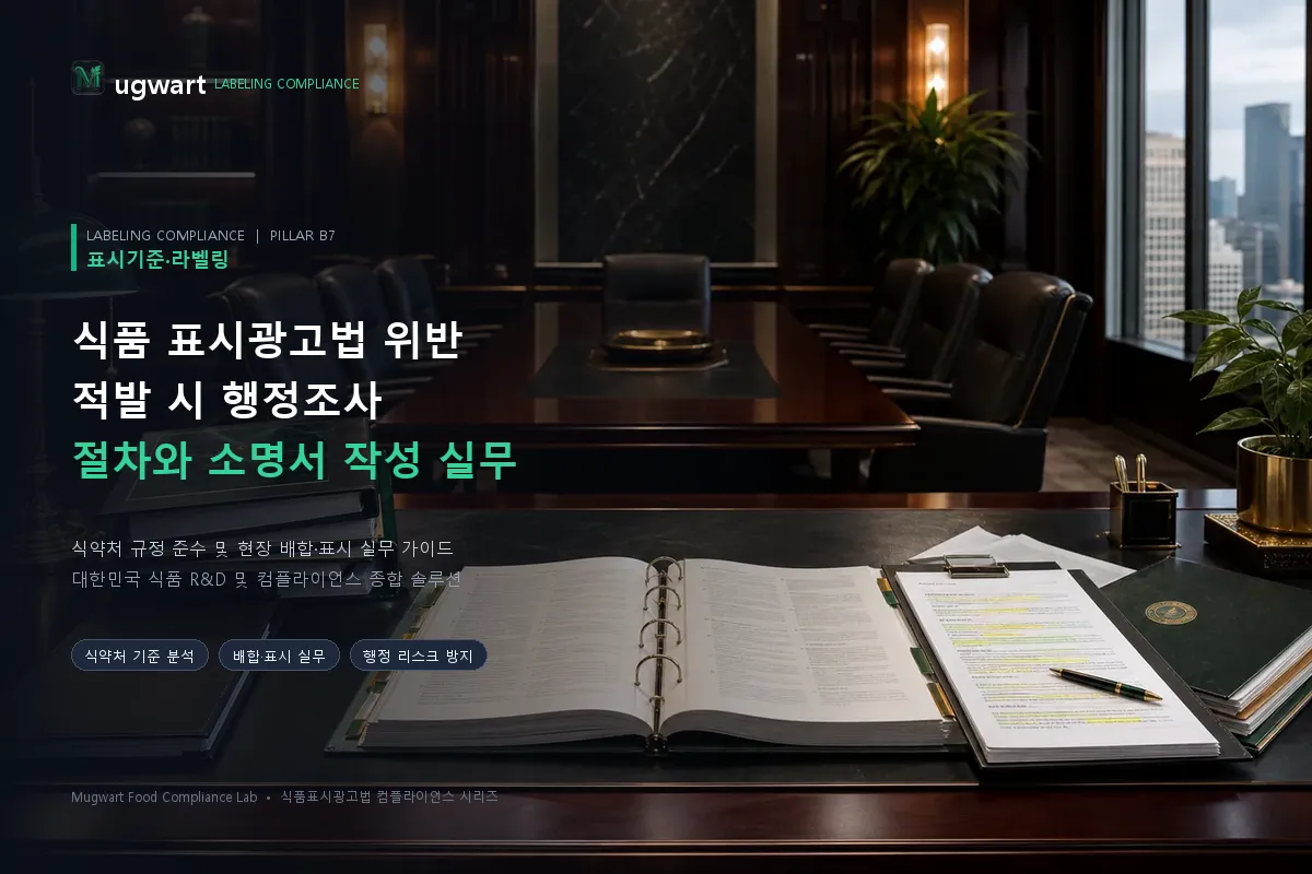 식품 표시광고법 위반 적발 시 행정조사 절차와 소명서 작성 실무 - Mugwart R&D 대표 가이드